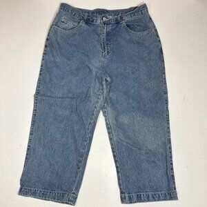 Vtg Adriana Sport Women Denim Jeans Cropped Blue Light Wash High Rise Cotton 12